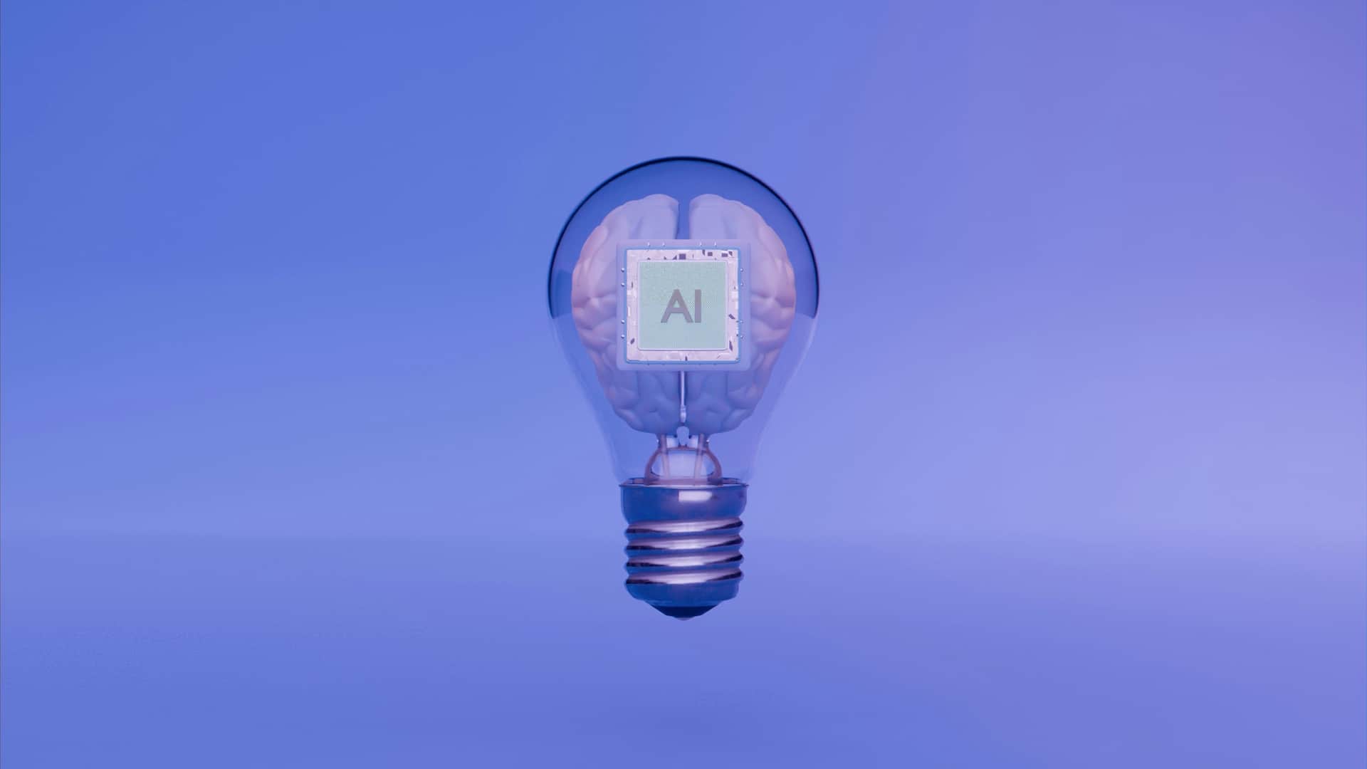 Artificial intelligence represented by a lightbulb and brain
