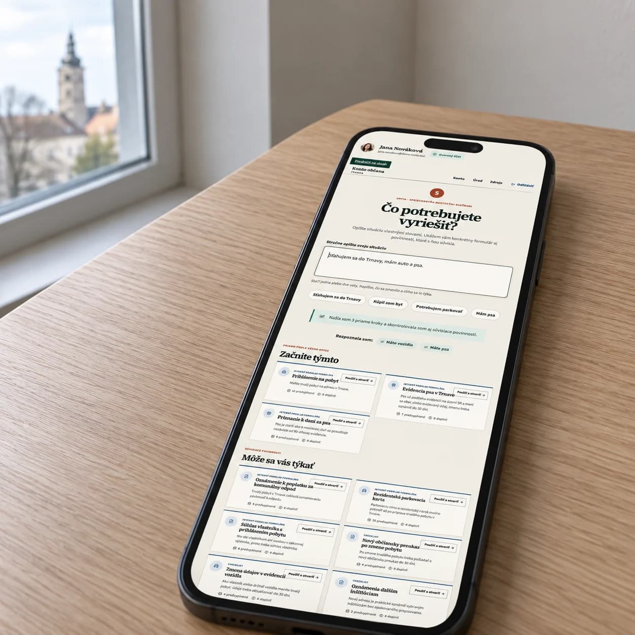 A phone on an office desk showing the screen that asks what needs sorting out