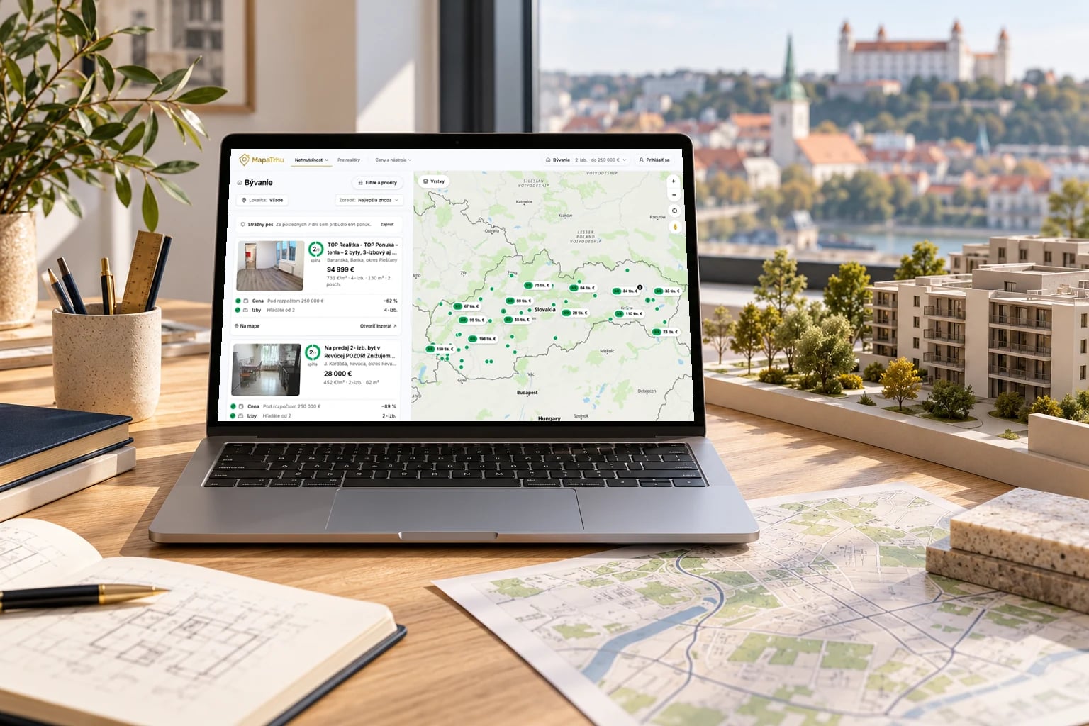 Vyhledávání nemovitostí s mapou a porovnáním tržních dat