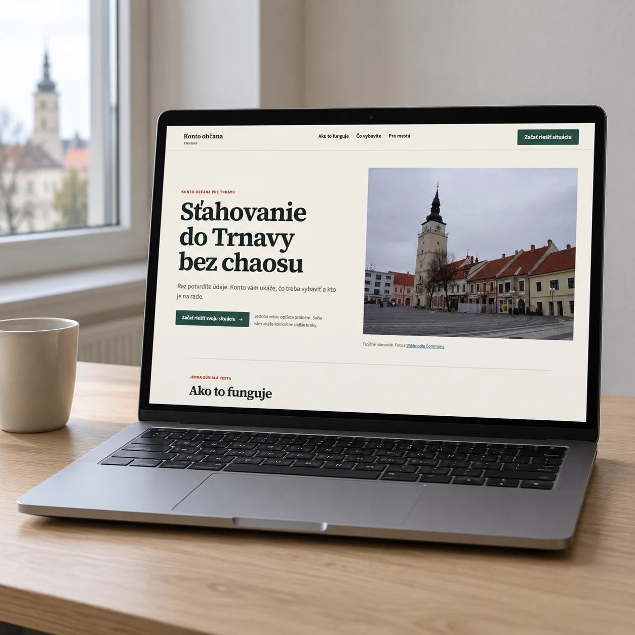 Konto občana on a laptop on a municipal office desk
