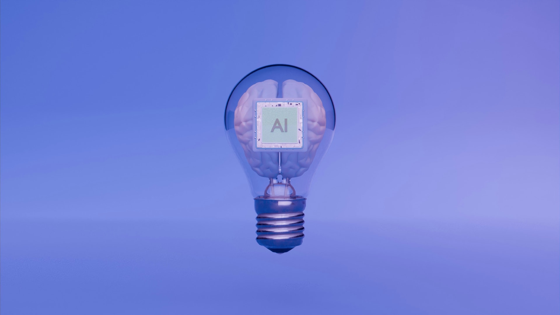 Artificial intelligence represented by a lightbulb and brain
