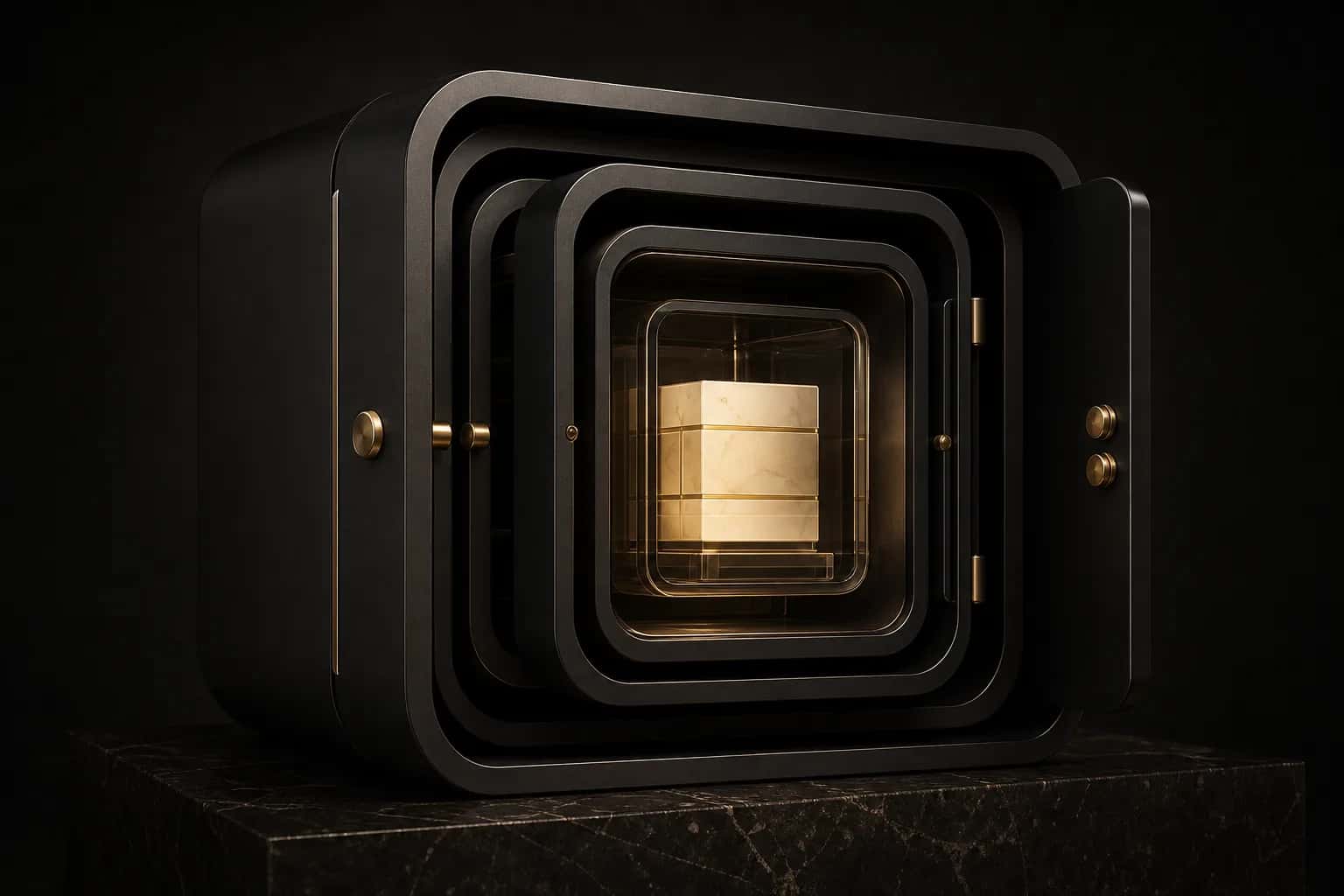 Digital security concept with lock icon on dark background