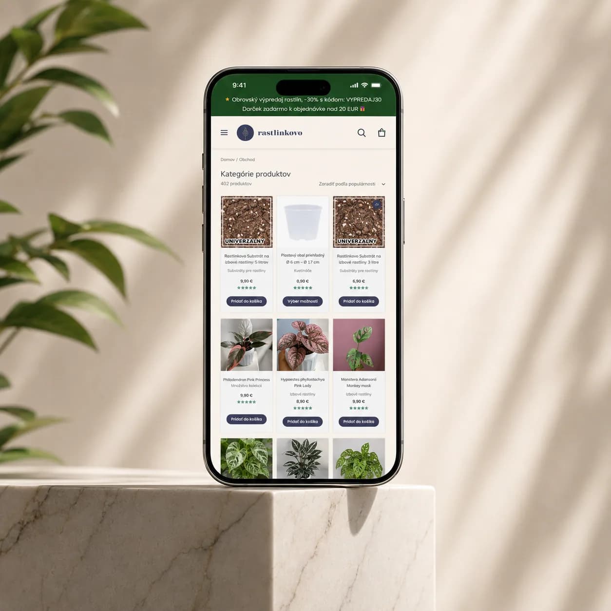 Rastlinkovo mobile catalogue of growing supplies