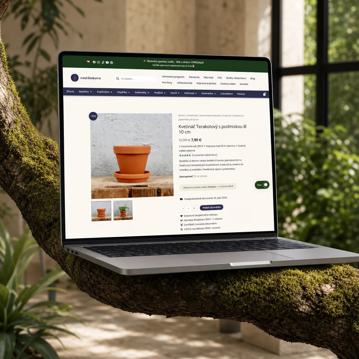Modernized Rastlinkovo store on a laptop and phone