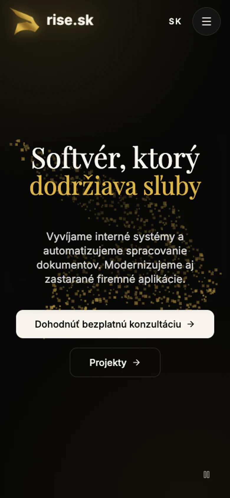 Aktuální mobilní domovská stránka RISE.SK